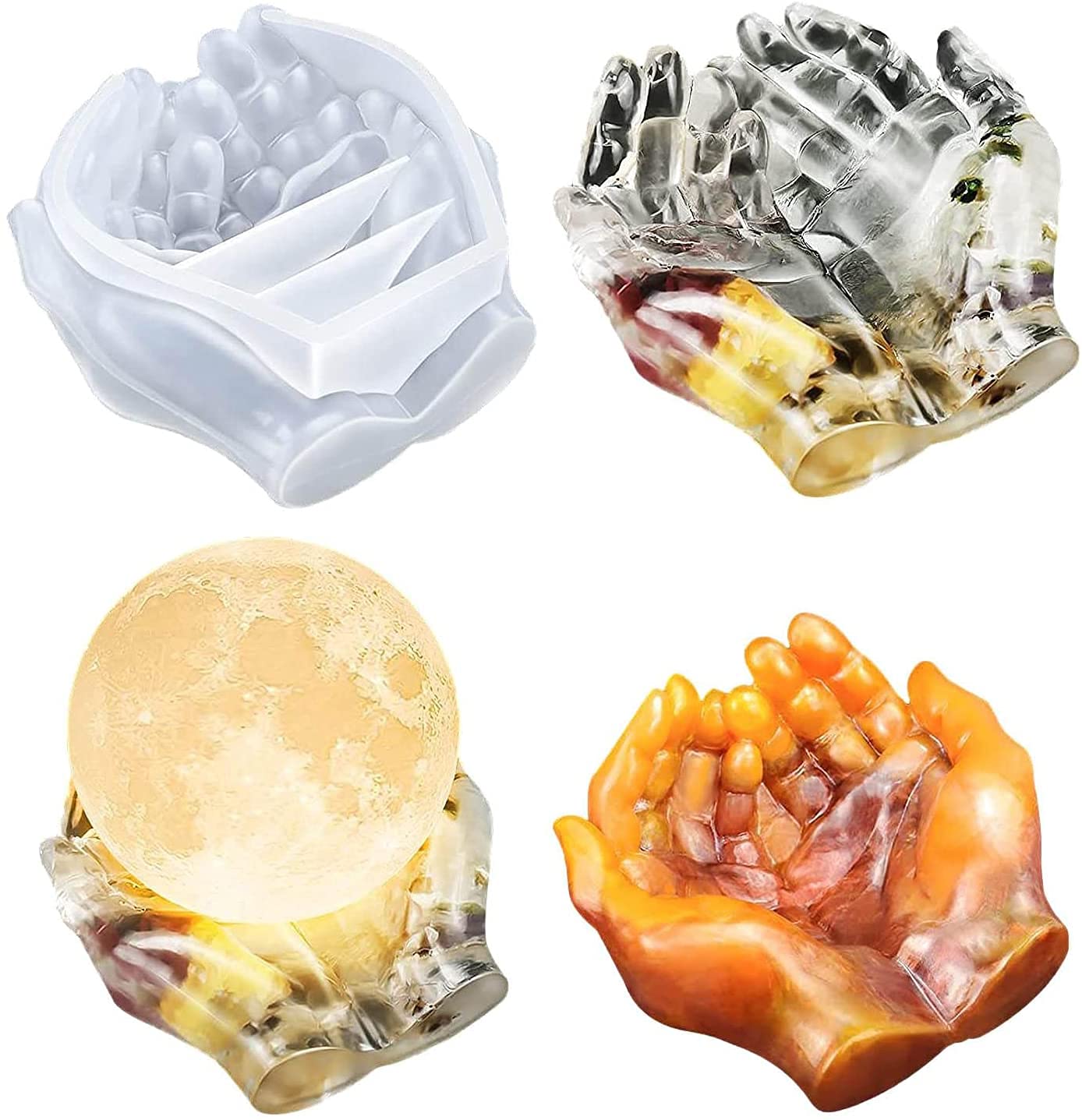 HASTHIP Resin Mould for Moon Lamp Stand, Hands Shaped Tray Silicone Casting Mold for DIY Jewelry Holder Ashtray Home Decoration Clay Crafts HASTHIP Resin Mould for Moon Lamp Stand, Hands Shaped Tray Silicone Casting Mold for DIY Jewelry Holder Ashtray Home Decoration Clay Crafts
